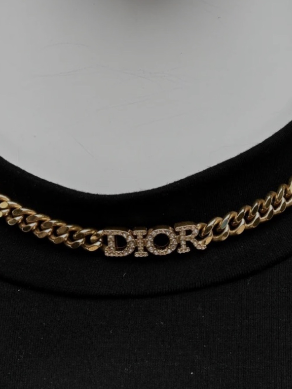 Authentic DIOR Metal Crystal Dior evolution Chocker Necklace in Gold finish